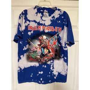 Iron Maiden 1984 The Trooper Band Tee S Graphic T-Shirt Bleach Dye Short Sleeve